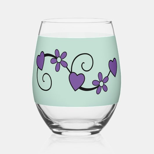 まだ70名紫の緑ですばらしい ステムなしワイングラス (裏面)