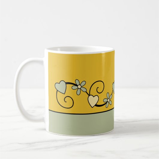 まだ70名緑の黄色で素晴らしい コーヒーマグカップ (左)