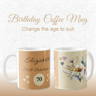 まだ70歳の誕生日のフローラオレンジクリームで素晴らしい コーヒーマグカップ