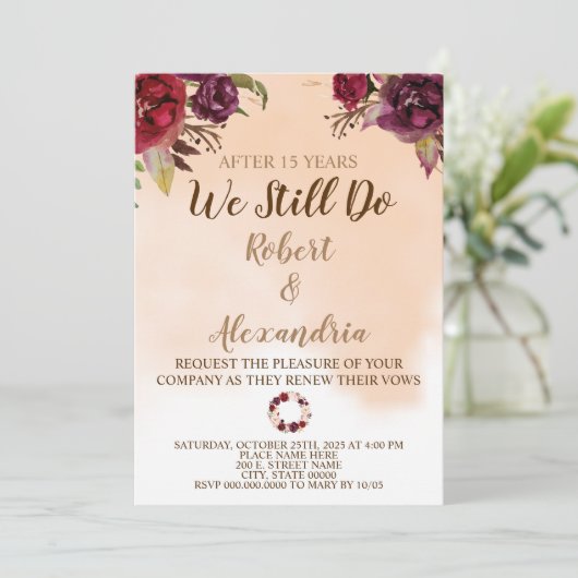 まだ |結婚の記念日の更新 招待状 (スタンド正面)