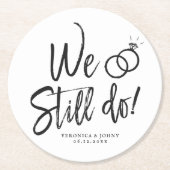 まだ|記念日パーティースクリプトレタリング ラウンドペーパーコースター (正面)