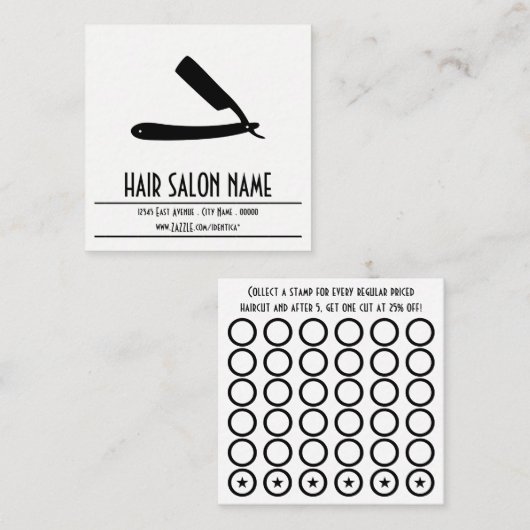 まっすぐなかみそりのスタンプカード ロイヤリティカード (正面/裏面)