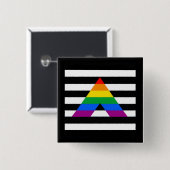 まっすぐな同盟国の旗LGBTのゲイサポータ 缶バッジ (正面&裏面)