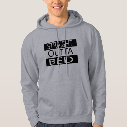 まっすぐなouttaのベッドのおもしろTシャツのフード付きスウェットシャツのデザイン パーカ (正面)
