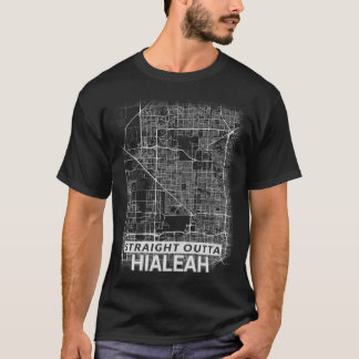 まっすぐなOutta Hialeah都市地図(大活字) Tシャツ
