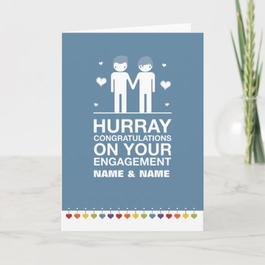 まっすぐにデザインの婚約カード 案内状 (正面)