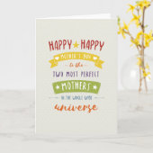 まっすぐにデザインの幸せな母の日カード カード (黄色い花)