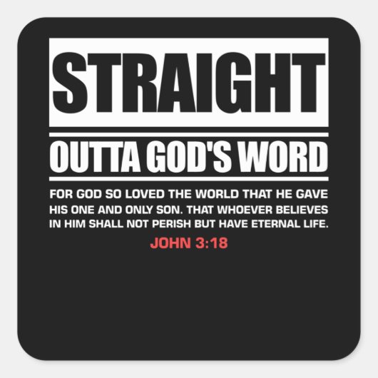 まっすぐ外の神々語ヨハネ3 16イエス・クリスチャン スクエアシール (正面)