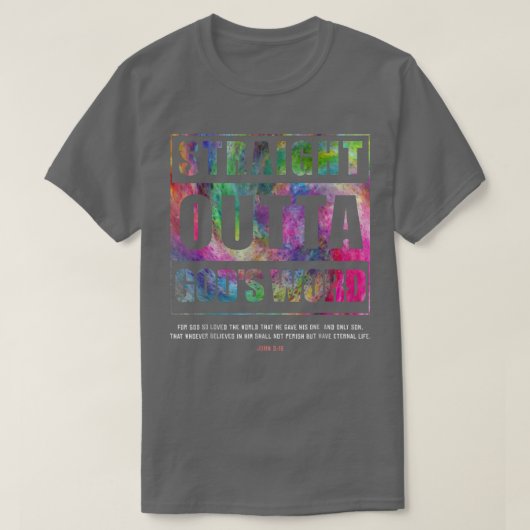 まっすぐ外の神々語ヨハネ3 16イエス・クリスチャン Tシャツ (デザイン正面)