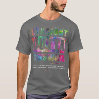まっすぐ外の神々語ヨハネ3 16イエス・クリスチャン Tシャツ