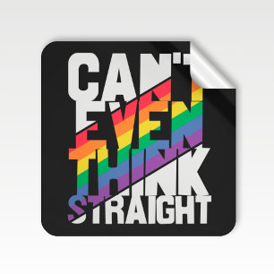 まっすぐ考えられないLGBTQプライド虹 スクエアシール