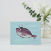 まつげおもしろいデジタファンシールアート付き魚 ポストカード (スタンド正面)