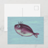 まつげおもしろいデジタファンシールアート付き魚 ポストカード (正面/裏面)