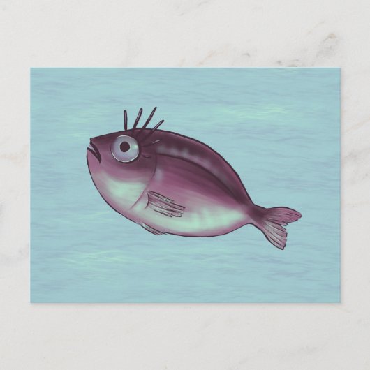 まつげおもしろいデジタファンシールアート付き魚 ポストカード (正面)