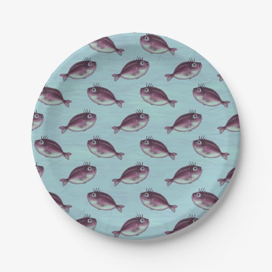 まつげおもしろい模様ファンシーの魚 ペーパープレート (正面)