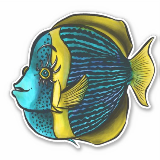 まつげおもしろい海生物学を用いた魚 シール (正面)
