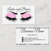 まつげおよび額-ピンクのグリッター 名刺 (正面/裏面)