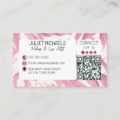 まつげかわいらし付きピンク色の目メイクアップアーティスト 名刺 (裏面)