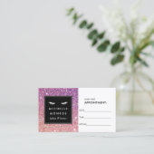 まつげとパープル/ピンクグリッターアポイントメントカード 予約カード (スタンド正面)