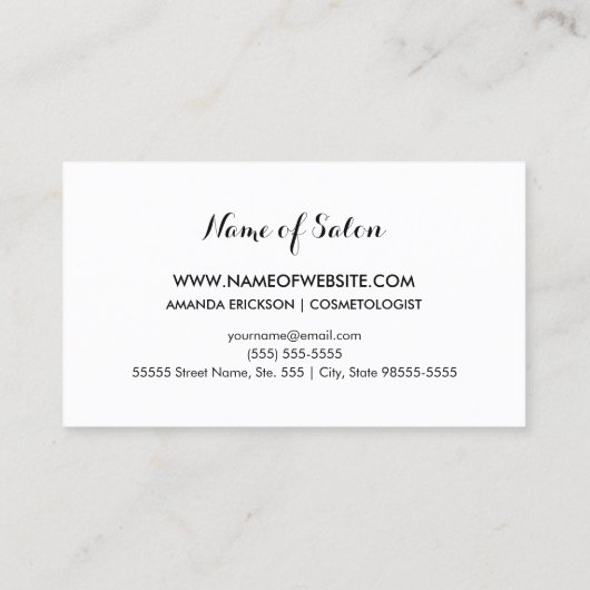 まつげとピンクの弓を持つメイクアップアーティスト 名刺 (裏面)