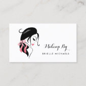 まつげとピンクの弓を持つメイクアップアーティスト 名刺 (正面)