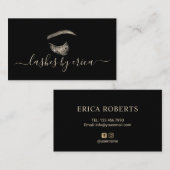 まつげと眉メイクアップアーティストモダン金ゴールドまつ毛 名刺 (正面/裏面)