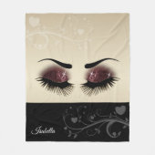 まつげと眉 – バーガンディワイングリッター フリースブランケット (正面)