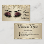まつげと眉 – ブルゴーニュと金ゴールドグリッター 名刺 (正面/裏面)