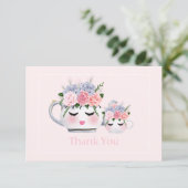 まつげのティーポットのお母さんの花のベビーシャワーは感謝していしています エンクロージャーカード (スタンド正面)