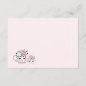 まつげのティーポットのお母さんの花のベビーシャワーは感謝していしています エンクロージャーカード (裏面)