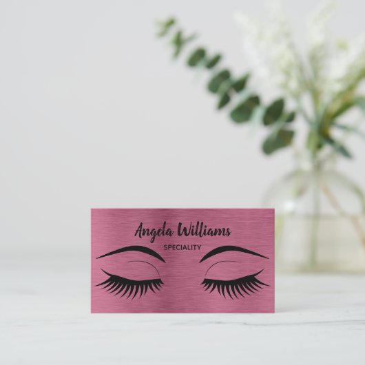 まつげのメイクアップアーティストシックなメタリック金ゴールドバラ 名刺 (スタンド正面)