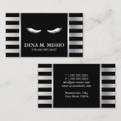 まつげのメーキャップアーティストのモダンな銀は縞で飾ります 名刺 (正面/裏面)