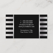 まつげのメーキャップアーティストのモダンな銀は縞で飾ります 名刺 (裏面)