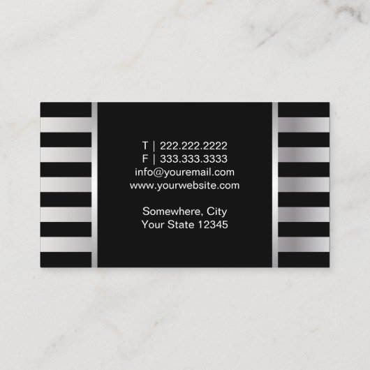 まつげのメーキャップアーティストのモダンな銀は縞で飾ります 名刺 (裏面)