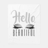 まつげの化粧のこんにちは美しい白黒 フリースブランケット (正面)