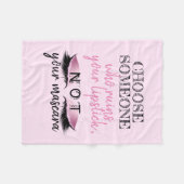 まつげの化粧のピンクのガーリーな引用文 フリースブランケット (正面(横))