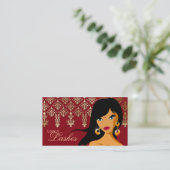 まつげの名刺のインドの女性の金ゴールドバーガンディ 名刺 (スタンド正面)