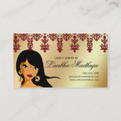 まつげの名刺のインドの女性の金ゴールドバーガンディ 名刺 (裏面)