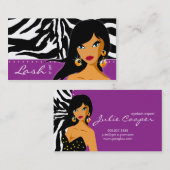 まつげの名刺のシマウマの女性の紫色 名刺 (正面/裏面)