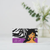 まつげの名刺のシマウマの女性の紫色 名刺 (スタンド正面)