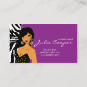 まつげの名刺のシマウマの女性の紫色 名刺 (裏面)