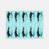 まつげの水のガーリーな青いグリッターの化粧 フリースブランケット (正面(横))