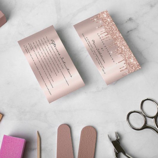 まつげアフターケア 流れるローズゴールドスパーク 名刺