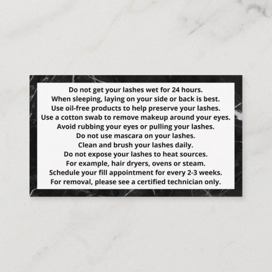 まつげエクステンションアフターケア名刺 名刺 (裏面)