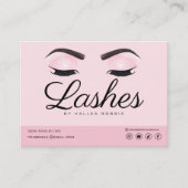 まつげエクステンションアフターケア指示ピンク 名刺 (正面)