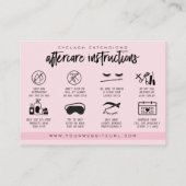 まつげエクステンションアフターケア指示ピンク 名刺 (裏面)