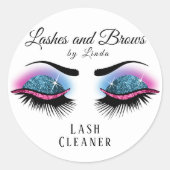 まつげエクステンションクリーナー – 青とピンク ラウンドシール (正面)