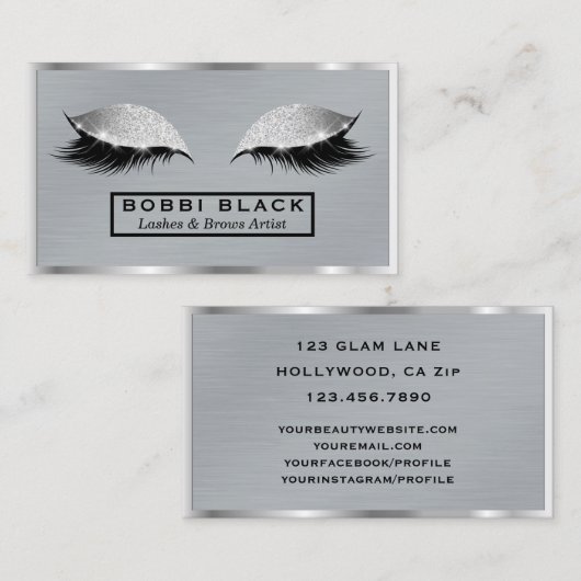 まつげエクステンショングリッターメークアモダンップメタル 名刺 (正面/裏面)