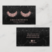 まつげエクステンションブラックグリッター大理石サロン 名刺 (正面/裏面)