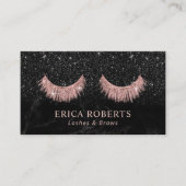 まつげエクステンションブラックグリッター大理石サロン 名刺 (正面)